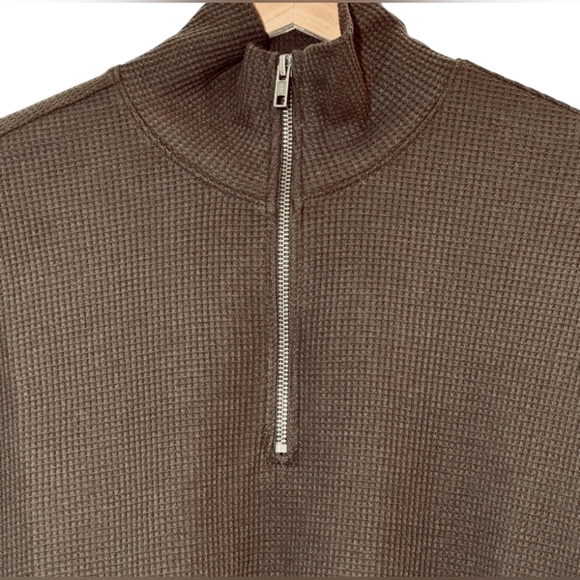 n:philanthropy Women’s ORLY Ribbed 1/4 Zip Pullover Chocolate Brown Size Medium - Picture 6 of 10